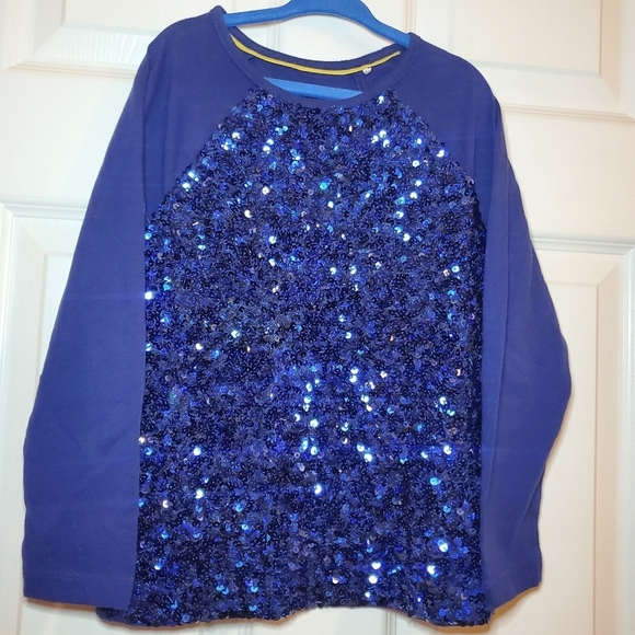 Mini Boden Girls Sequin Top Blue Sz 6-7 Y - Picture 1 of 5